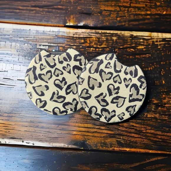 Animal Print Hearts Car Coaster 2 Pack - Picture 5 of 9